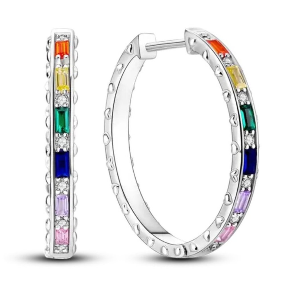 18k Gold Plated White Enamel Small Hoop Earrings